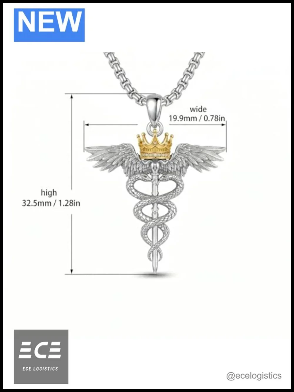 925 Sterling Silver Caduceus Nurse Necklace Medical Graduation Gift